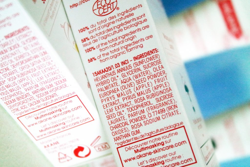 Akane liste ingrédient masque 