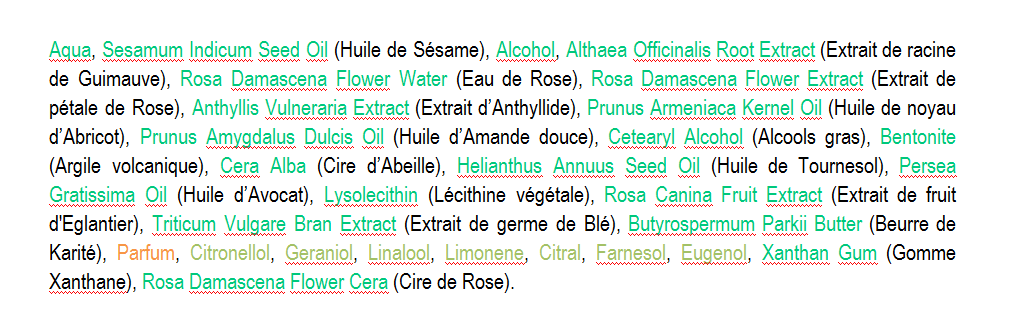 crème jour légère rose Dr. Hauschka composition