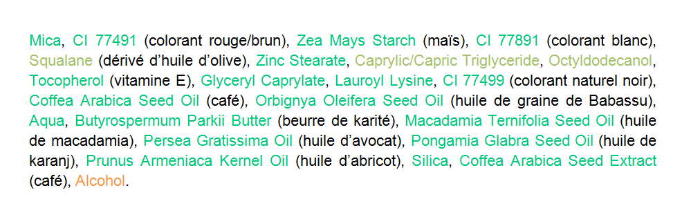 Colorisi liste inci fard à paupière irish