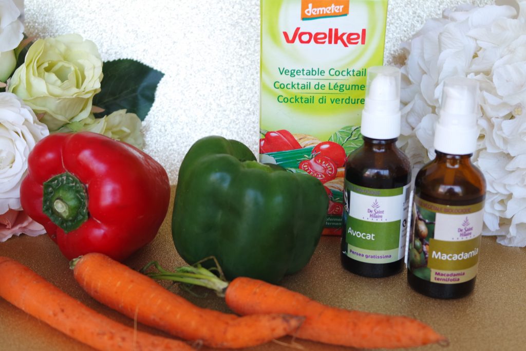 legumes poivrons, carottes, huiles végétales, jus de légumes