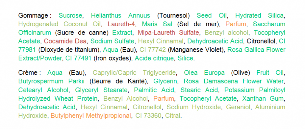 liste inci creme gommage baija french pompon